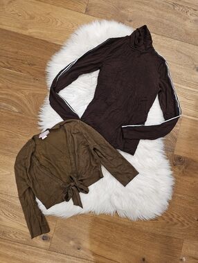 Vintage Brown Knit Top Set